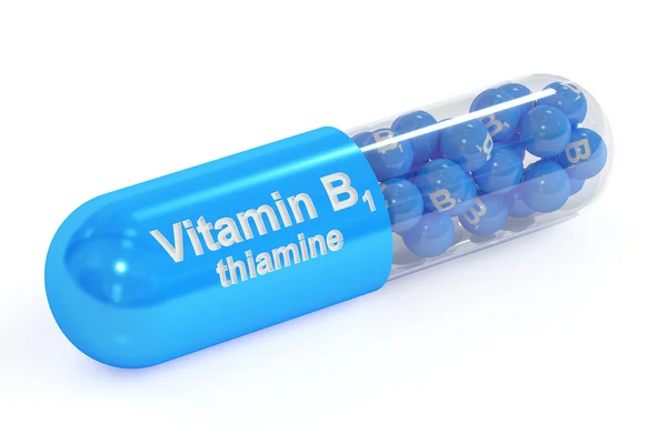 Vitamin kapsel B1, 3d-rendering — Stockfoto