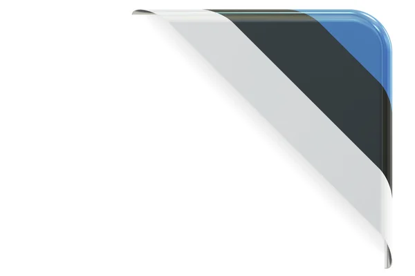 Уголок флага Эстонии, кнопка, этикетка. 3D рендеринг — стоковое фото