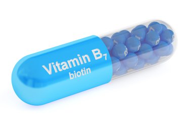 Vitamini kapsülü B7, 3d render
