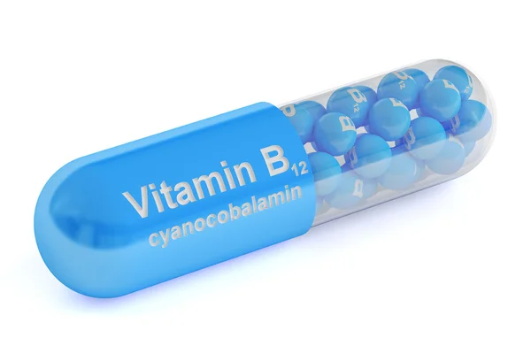 Cápsula de vitamina B12, renderização 3D — Fotografia de Stock