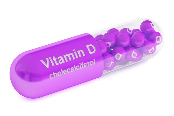 D-vitamin kapsel, 3d-rendering — Stockfoto