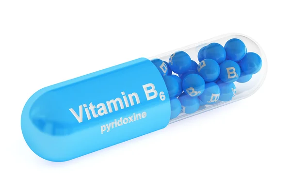 Cápsula de vitamina B6, renderização 3D — Fotografia de Stock