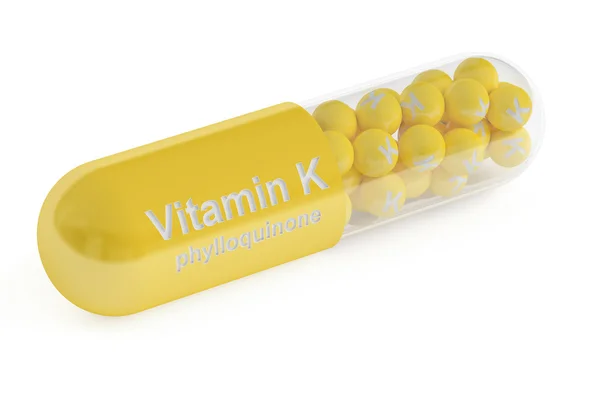 Cápsula de vitamina K, representación 3D —  Fotos de Stock