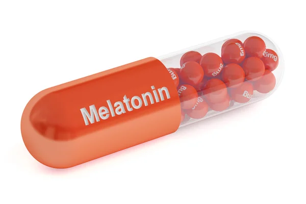 Capsula di melatonina, rendering 3D — Foto Stock