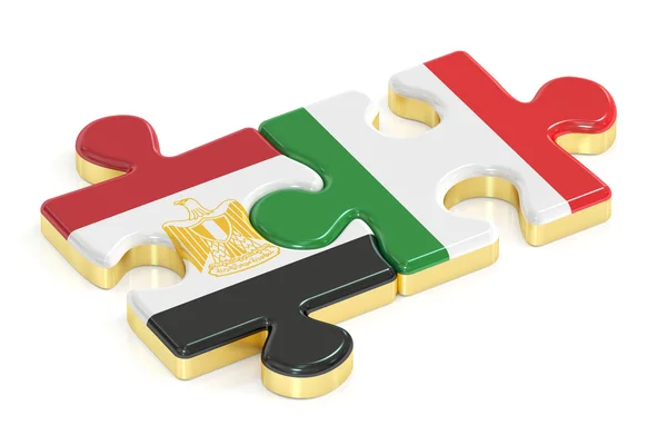 Italië en Egypte puzzels van vlaggen, 3D-rendering — Stockfoto