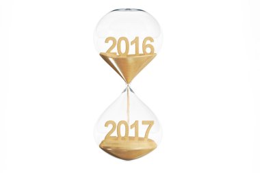 Mutlu yeni yıl 2017 kavramı kum saati, 3d render ile