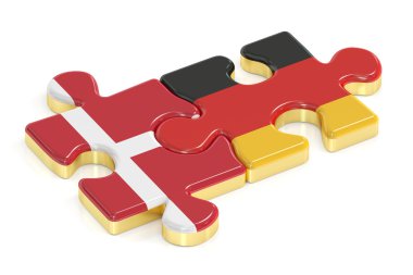 Almanya ve Danimarka bulmacalar bayraklar, 3d render