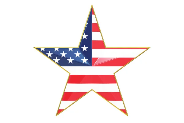 Star with USA flag, 3D rendering — Stock Photo, Image