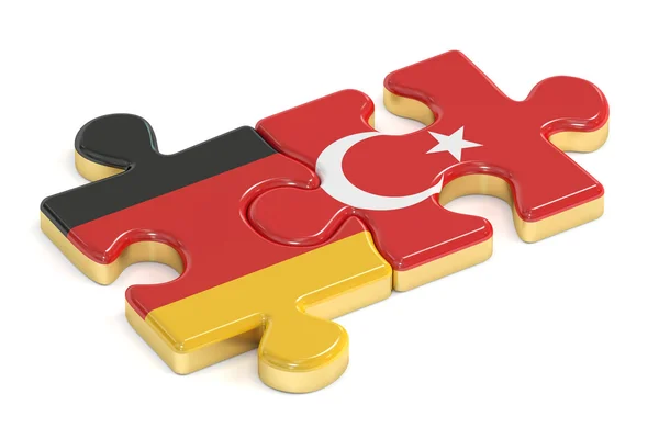 Alemanha e Turquia puzzles de bandeiras, renderização 3D — Fotografia de Stock