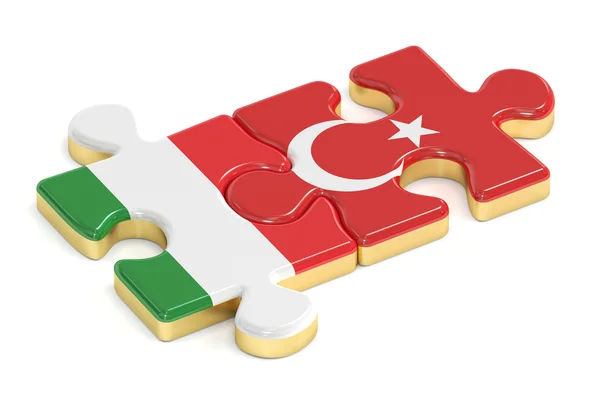 Turquía e Italia rompecabezas de banderas, representación 3D —  Fotos de Stock