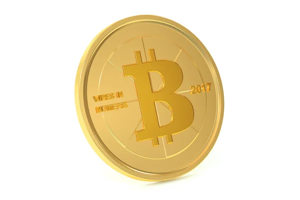 Bitcoin dorado, renderizado 3D —  Fotos de Stock