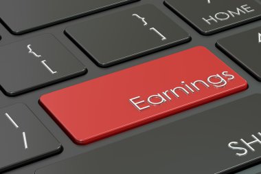 Kazanç kavramı klavye, 3d render
