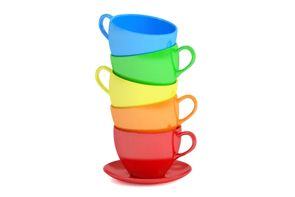 Стек барвистих чашок, 3D рендеринга — стокове фото