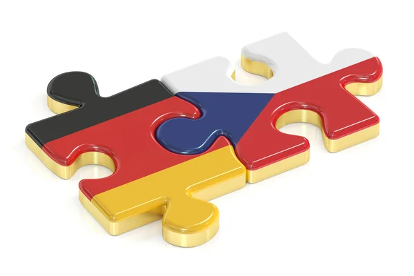República Checa y Alemania rompecabezas de banderas, representación 3D —  Fotos de Stock