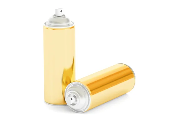 Latas de spray dorado, renderizado 3D —  Fotos de Stock