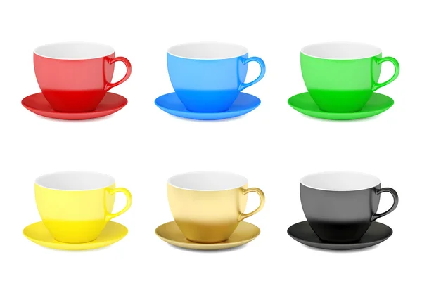 Набір барвистих чашок, 3D рендеринга — стокове фото