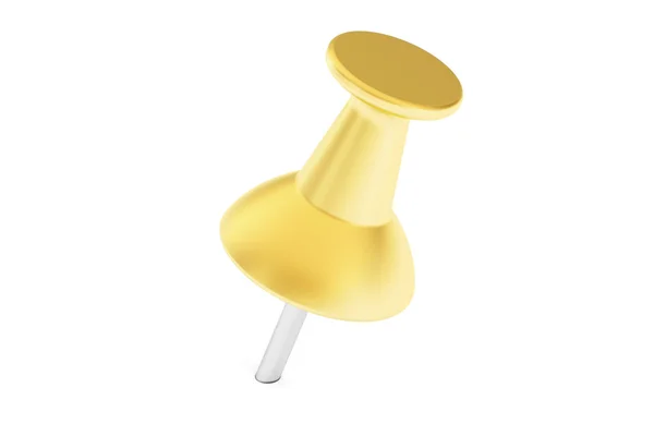 Golden push pin primer plano, renderizado 3D —  Fotos de Stock