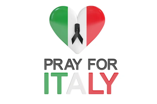 Beten für italien konzept mit herz, 3d rendering — Stockfoto