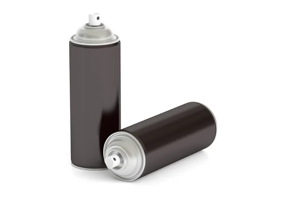 Black spray paint cans, 3D rendering — Stock Photo, Image