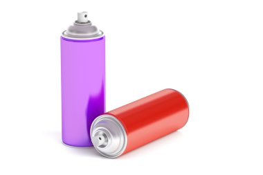 3d render renkli sprey boya, teneke kutular