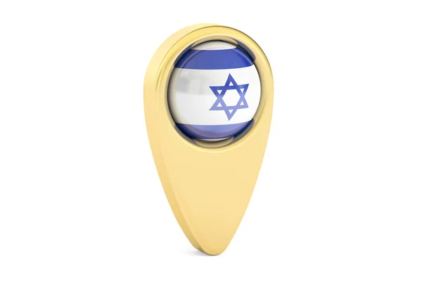 Map pointer with flag of Israel, 3D rendering — Stock Photo, Image