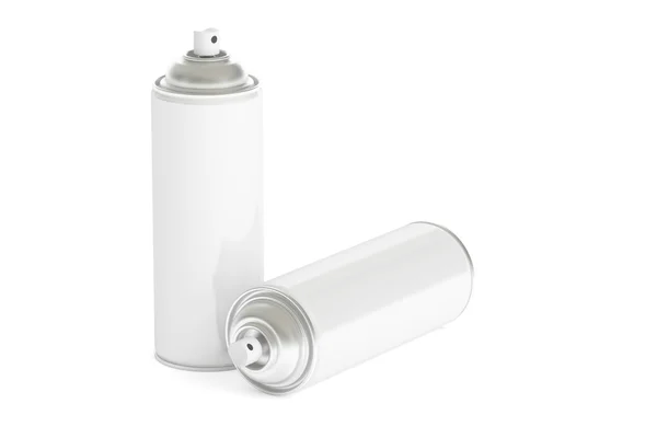 Latas de tinta spray branco, renderização 3D — Fotografia de Stock