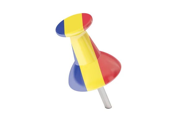 Push pin with flag of Romania, 3D rendering — Stock Photo, Image