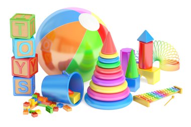 Çocuklar oyuncak kavramı, 3d render