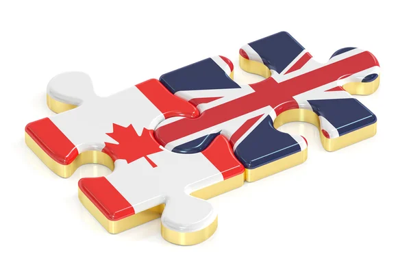 Канада і Великобританія головоломок з прапорами, 3d-рендерінг — стокове фото
