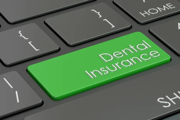 Dental insurance knappen, gröna knappen på tangentbordet. 3D-rendering — Stockfoto