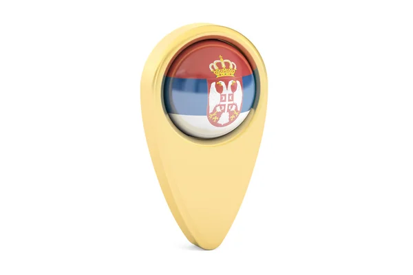 Puntero de mapa con la bandera de Serbia, representación 3D —  Fotos de Stock