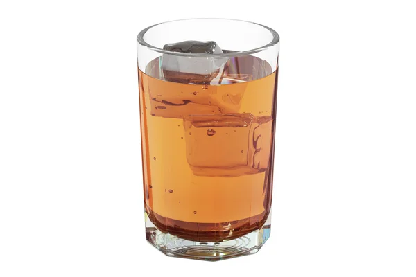 Glass with whiskey and ice, 3D rendering — Stock Photo, Image