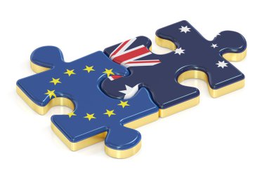 Avustralya ve AB bayrakları, 3d render bulmacalar