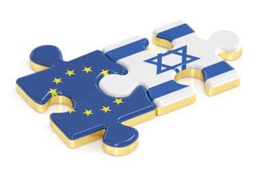 İsrail ve AB bayrakları, 3d render bulmacalar