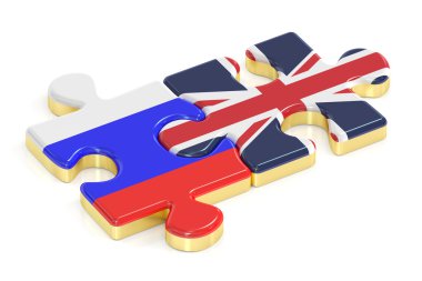 Rusya ve İngiltere bayrakları, 3d render bulmacalar