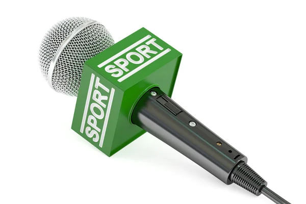 Noticias del deporte del micrófono, representación 3D — Foto de Stock