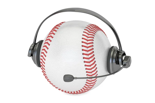 Honkbal met headset of koptelefoon 3d rendering — Stockfoto