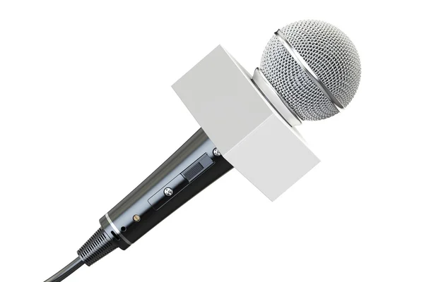 Micrófono con caja blanca, representación 3D — Foto de Stock