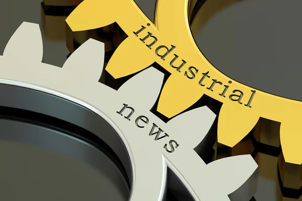 Industriële nieuws concept op de tandwielen, 3D-rendering — Stockfoto