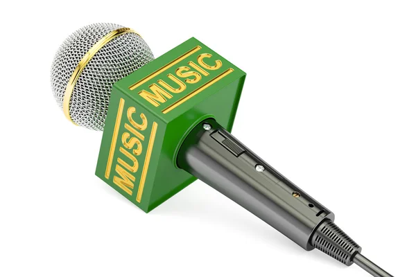 Microfono musica concetto di notizie, rendering 3D — Foto Stock