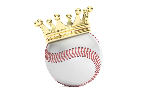 Honkbal met gouden kroon, 3D-rendering — Stockfoto