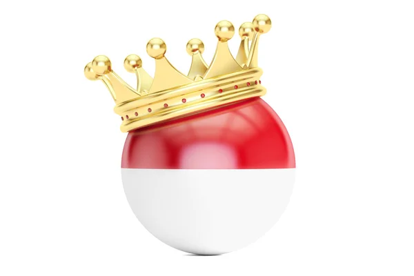 Koruna s vlajkou Monacké knížectví, vykreslování 3d objektů — Stock fotografie