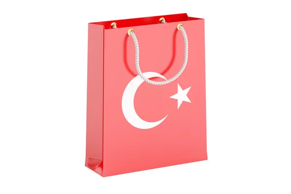 Shopping tas dengan bendera Turki, render 3D — Stok Foto