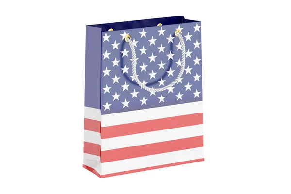 Sac à provisions avec drapeau américain, rendu 3D — Photo