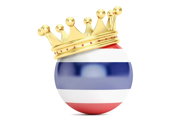 Koruna s vlajkou Thajského království, vykreslování 3d objektů — Stock fotografie