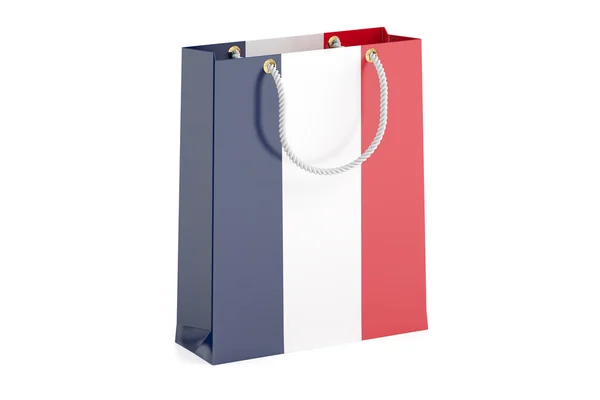 Shopping bag with French flag, 3D rendering — Stock Photo, Image