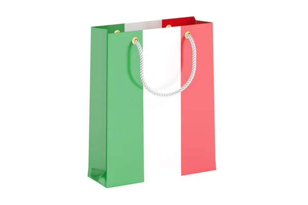 Einkaufstasche mit italienischer Flagge, 3D-Darstellung — Stockfoto