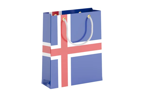 Shopping bag with Icelandic flag, 3D rendering — Stock Photo, Image