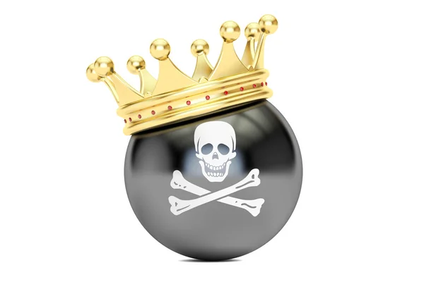 Crown with pirate flag, 3D rendering