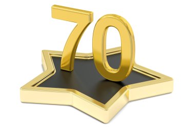 Altın sayı 70 yıldız podyum, Ödülü kavramı. 3D render